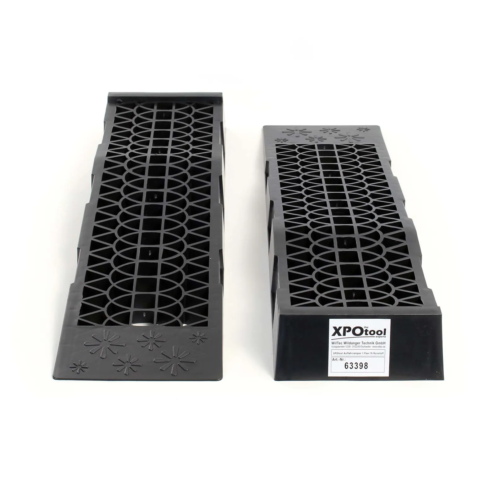 Wiltec 2x Auffahrrampe, 700x200x78 mm, extraflach, Kunststoff, 3 t, Autorampe Pkw Auto Kfz Rampe für Sportwagen und tiefergelegte Fahrzeuge