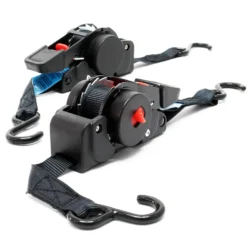 Wiltec 2x Automatik Zurrgurt 100 daN Zuglast LGF 0,2 m LGL 1,8 m PES Spanngurt, ideal für Autotransport