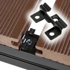 Wiltec 50x Edelstahl Clips 6mm Terrassendielen Montage, für 8mm Seitennut, Befestigungsklammer aus Edelstahl, schwarz