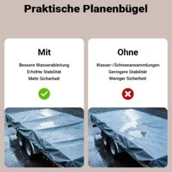 Wiltec 3x Flachplanenbügel 108-150 cm für Anhänger, verstellbare Aluminiumbügel für Anhängerplanen, Planenspanner für Flachplanen