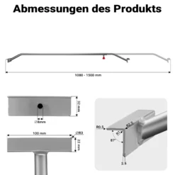 Wiltec 3x Flachplanenbügel 108-150 cm für Anhänger, verstellbare Aluminiumbügel für Anhängerplanen, Planenspanner für Flachplanen