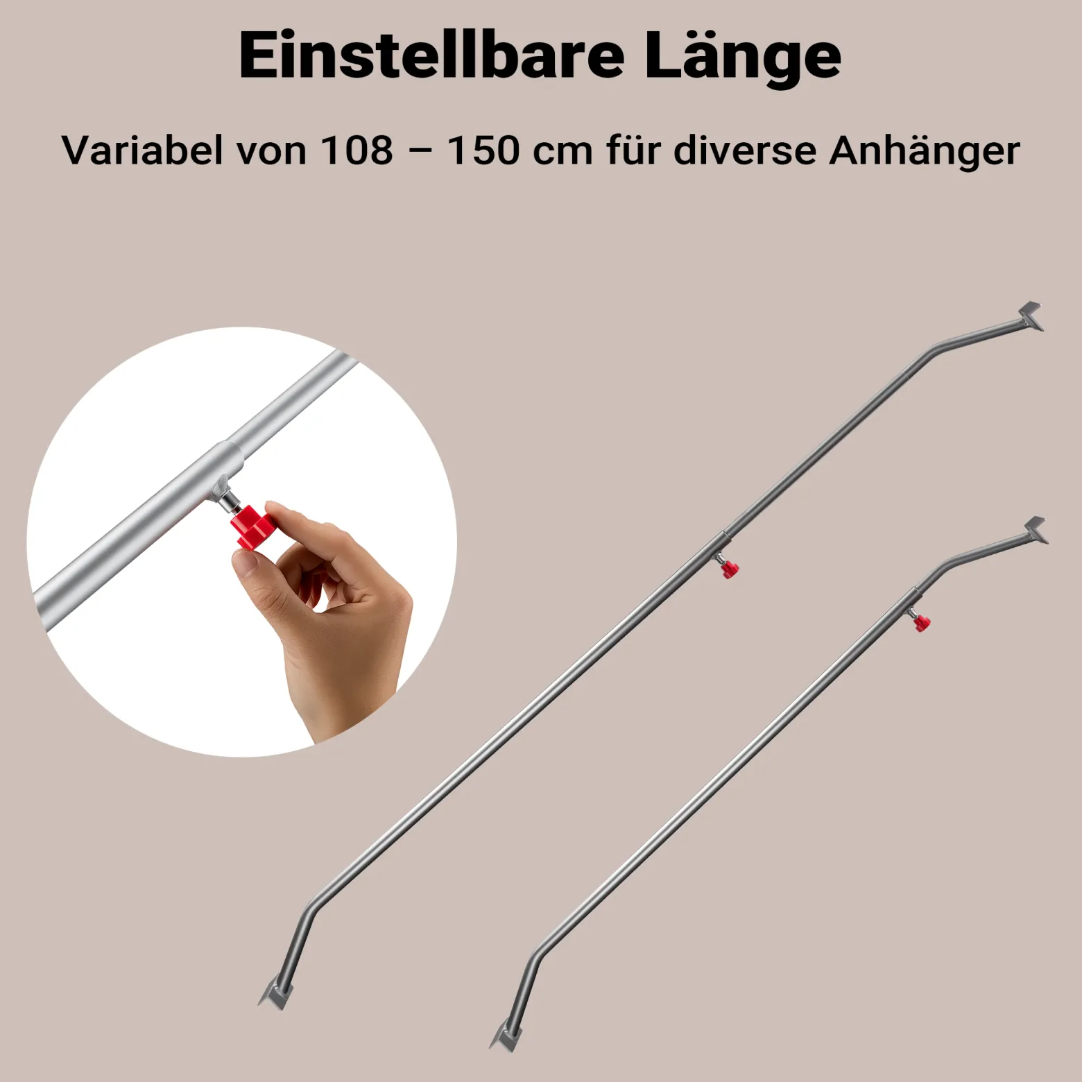 Wiltec 2x Flachplanenbügel 108-150 cm für Anhänger, verstellbare Aluminiumbügel für Anhängerplanen, Planenspanner für Flachplanen