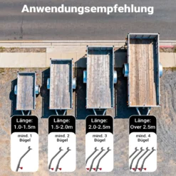 Wiltec 2x Flachplanenbügel 108-150 cm für Anhänger, verstellbare Aluminiumbügel für Anhängerplanen, Planenspanner für Flachplanen