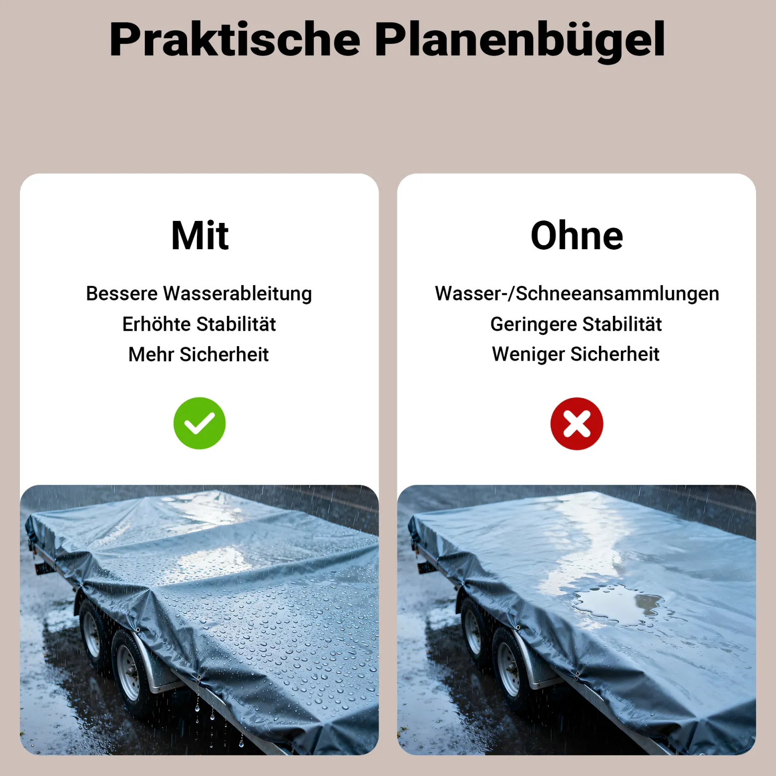 Wiltec 2x Flachplanenbügel 108-150 cm für Anhänger, verstellbare Aluminiumbügel für Anhängerplanen, Planenspanner für Flachplanen