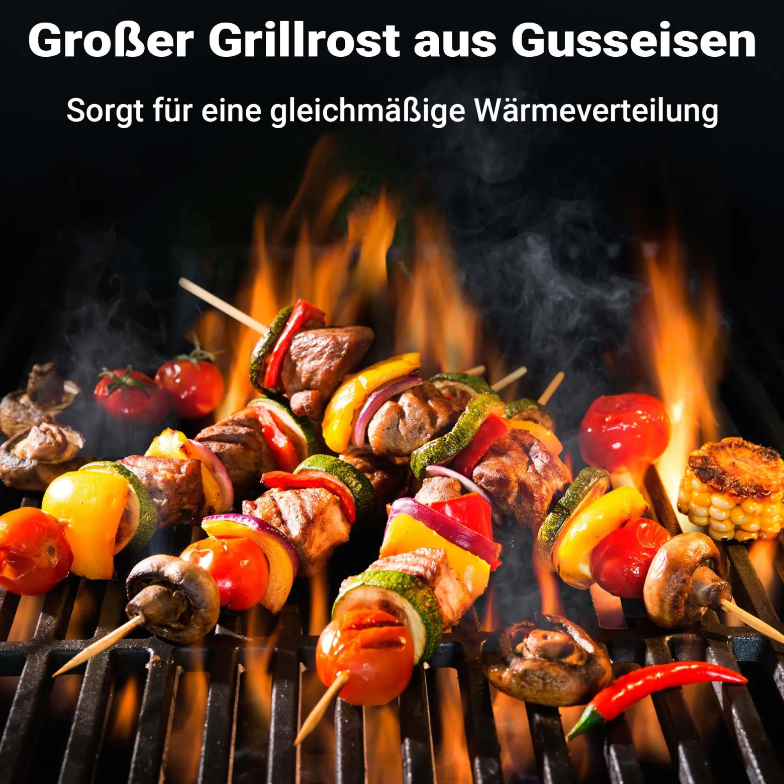 Wiltec 2x Gusseisen Grillrost 46,7 x 22,8 x 0,9 cm, Gussrost für Grill mit guter Hitzespeicherung, Grillgitter für typische Grillstreifen auf Grillgut, Grillzubehör für BBQ