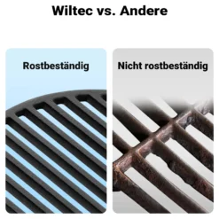 Wiltec 2x Gusseisen Grillrost 49,8 x 24,3 x 0,9 cm, Gussrost für Grill mit guter Hitzespeicherung, Grillgitter für typische Grillstreifen auf Grillgut, Grillzubehör für BBQ