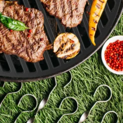 Wiltec 2x Gusseisen Grillrost 49,8 x 24,3 x 0,9 cm, Gussrost für Grill mit guter Hitzespeicherung, Grillgitter für typische Grillstreifen auf Grillgut, Grillzubehör für BBQ