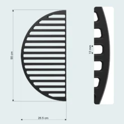 Wiltec 2x Gusseisen Grillrost 55 x 26,5 x 0,9 cm, Gussrost für Grill mit guter Hitzespeicherung, Grillgitter für typische Grillstreifen auf Grillgut, Grillzubehör für BBQ
