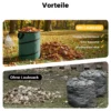 Wiltec 3x Laubsack rund 100l Grün Pop Up Faltbar 600D-Oxford-Polyester Abfallsammlung Rasensack Robust Gartenabfälle