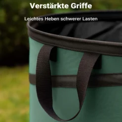 Wiltec 3x Laubsack rund 100l Grün Pop Up Faltbar 600D-Oxford-Polyester Abfallsammlung Rasensack Robust Gartenabfälle