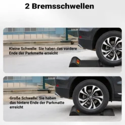 Wiltec 2x Parkmatte Parkmarkierung 52,8x25x5,2cm selbstklebende Einparkhilfe mit Bremsschwelle PKW