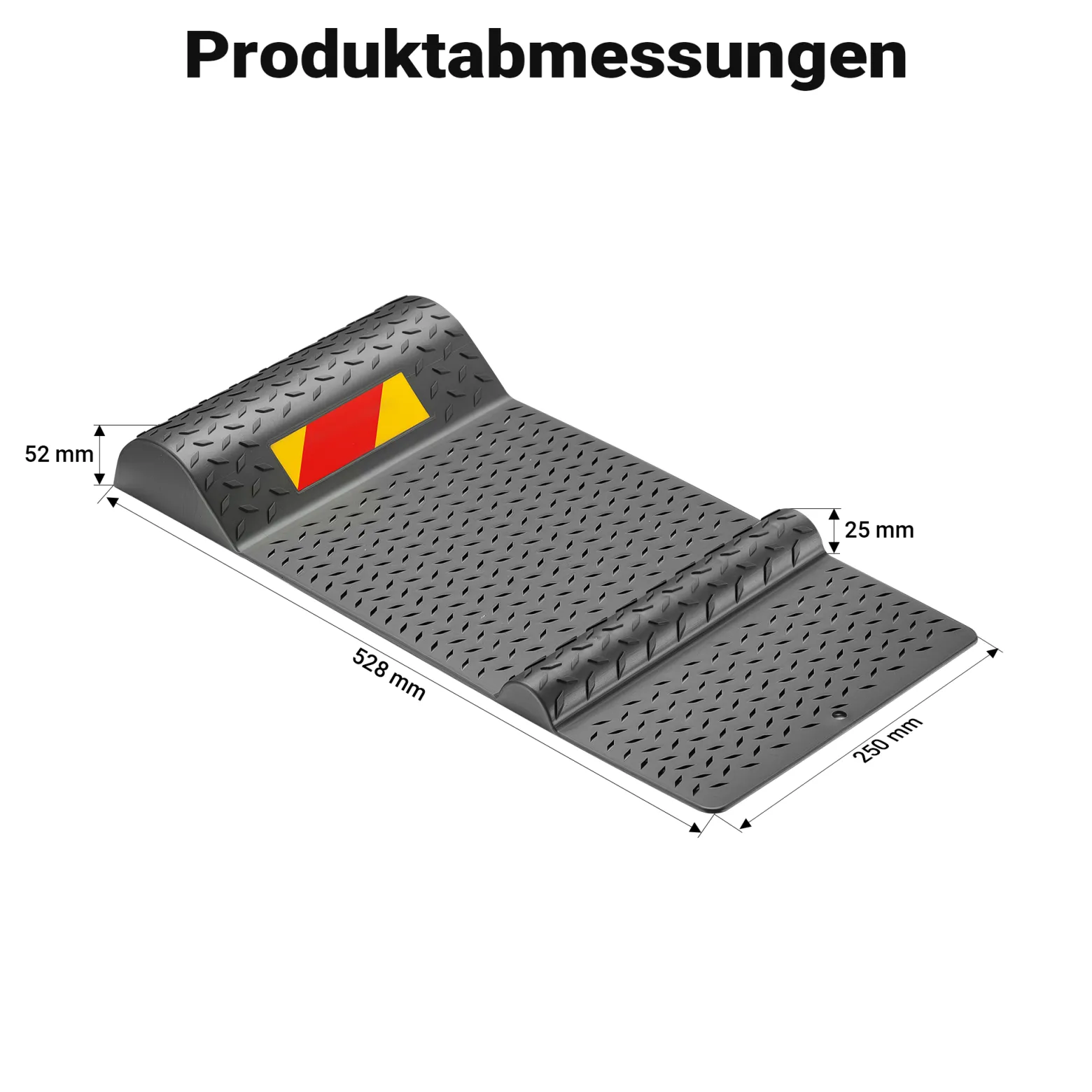 Wiltec 2x Parkmatte Parkmarkierung 52,8x25x5,2cm selbstklebende Einparkhilfe mit Bremsschwelle PKW