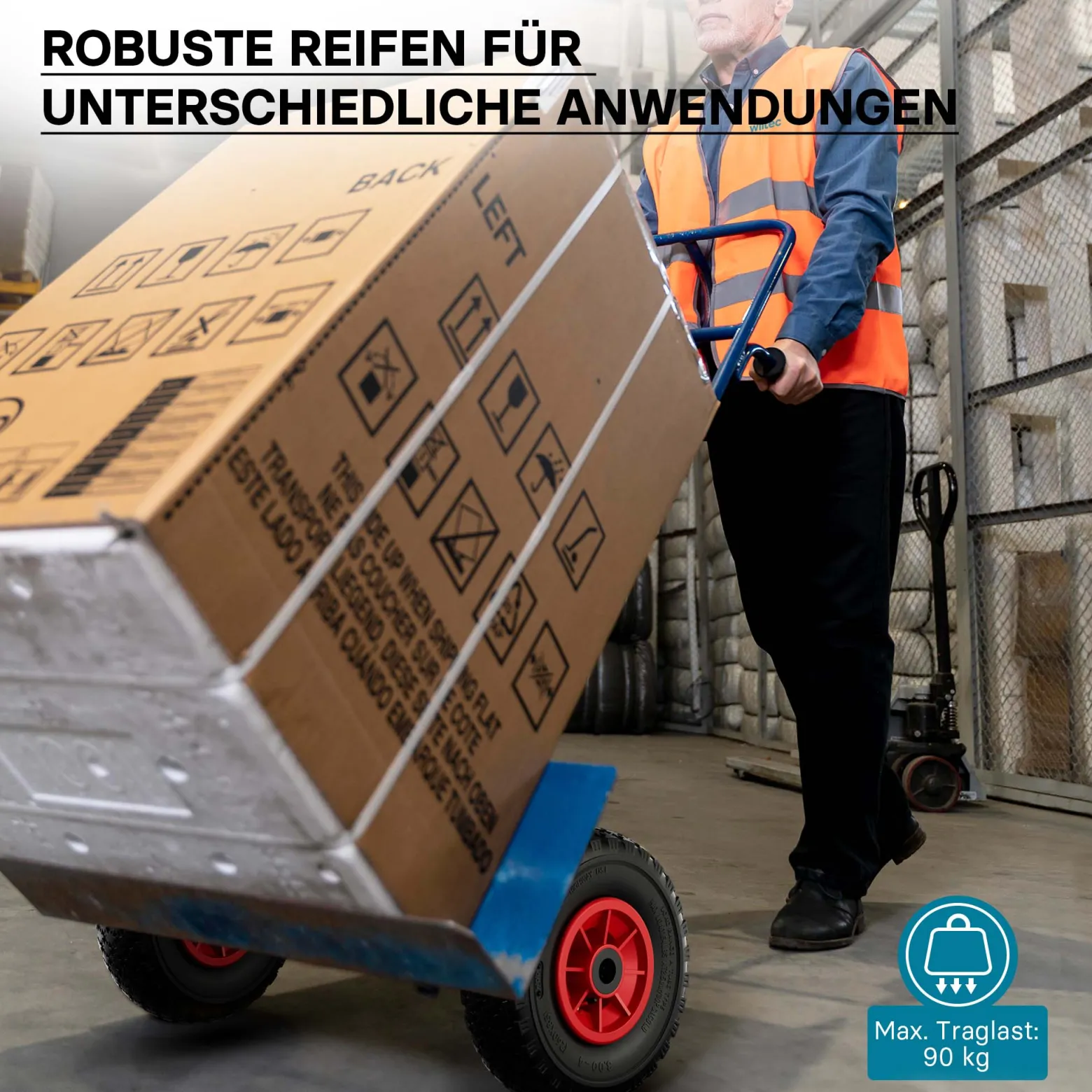 Wiltec 2x Rad 3.00-4 85 x 260 mm 90 kg, HT2046 Schubkarren Komplettrad mit Kunststofffelge, Winkelventil, Luftreifen für Sackkarre, Bollerwagen u.a .