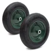 Wiltec 2x Rad 3.50-8 370-380 x 80-100 mm 130 kg, Schubkarren Komplettrad mit Metallfelge, Winkelventil, Luftreifen für Sackkarre, Bollerwagen u.a .