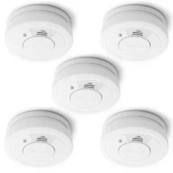 Wiltec 5x Rauchmelder mit 9-V-Batterie Set, Feuermelder mit HUSH-Funktion, zuverlässiger Brandschutzmelder mit 85 dB Schallleistung, fotoelektrischer Brandmelder, effektiver Brandschutz