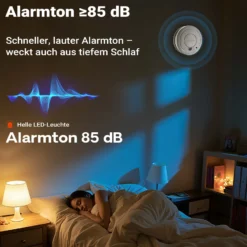 Wiltec 5x Rauchmelder mit 9-V-Batterie Set, Feuermelder mit HUSH-Funktion, zuverlässiger Brandschutzmelder mit 85 dB Schallleistung, fotoelektrischer Brandmelder, effektiver Brandschutz