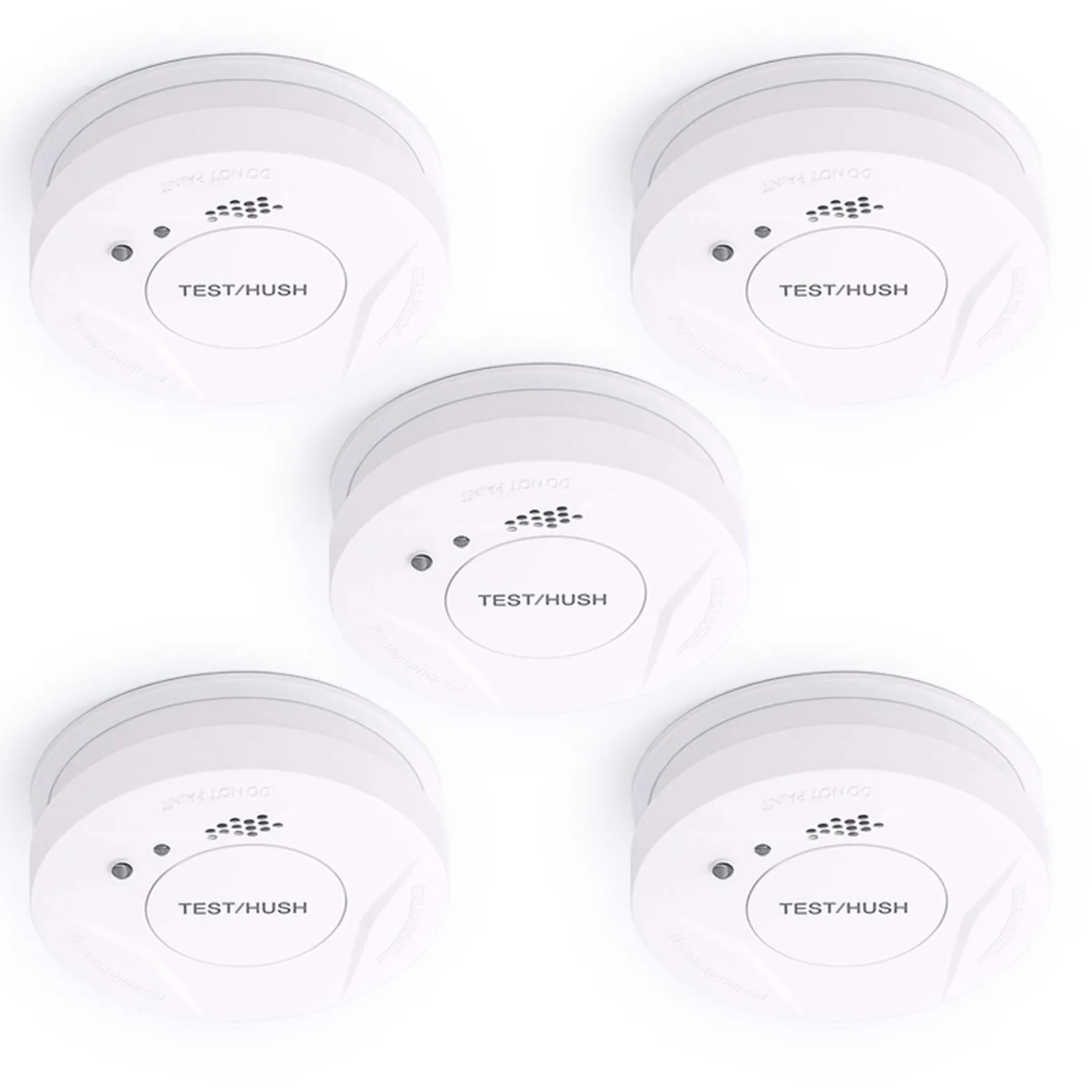 Wiltec 5x Rauchmelder Set mit fest verbauter Batterie 3 V, 10 Jahre wartungsfrei, Feuermelder mit HUSH-Funktion, zuverlässiger Brandschutzmelder 85 dB, effektiver Brandschutz
