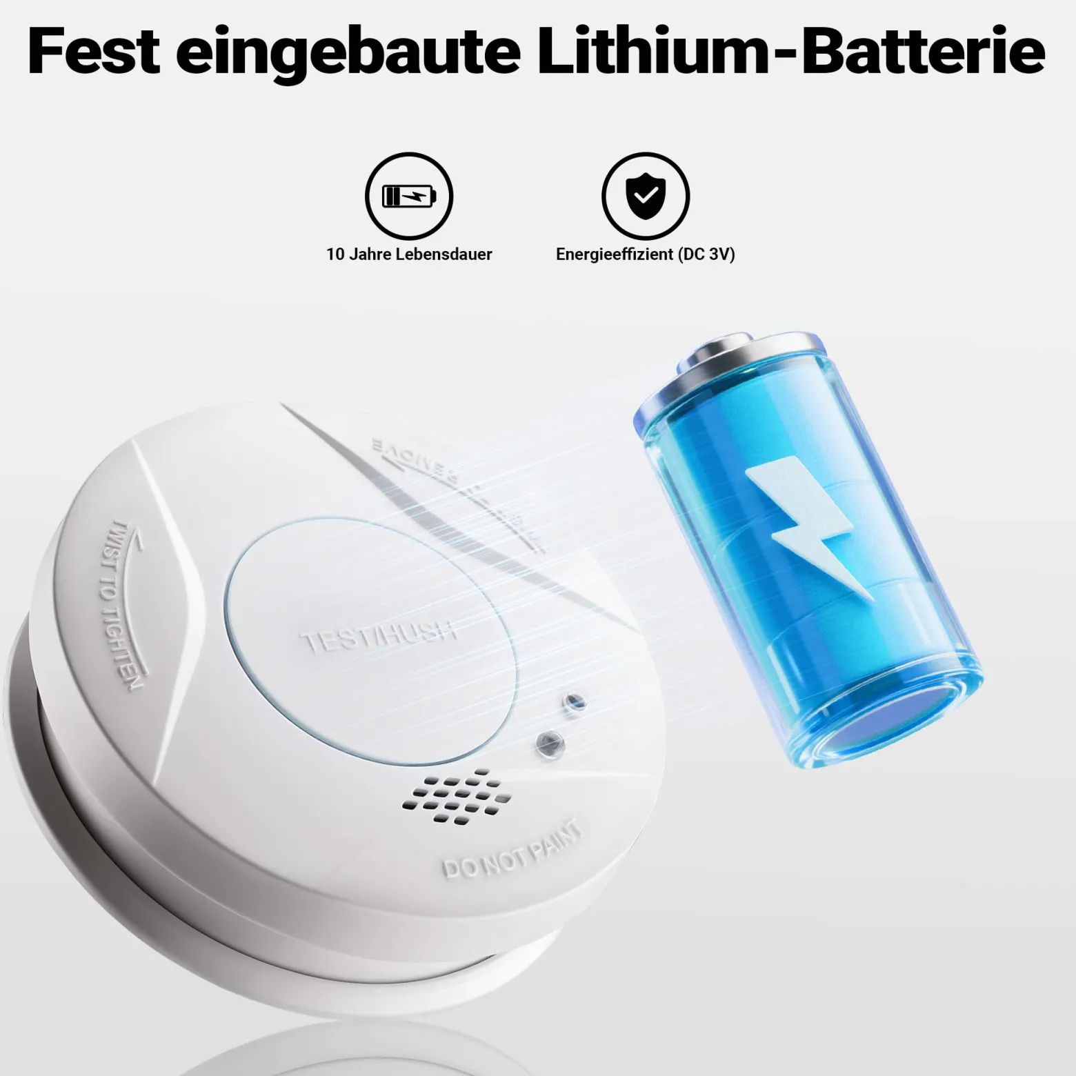 Wiltec 5x Rauchmelder Set mit fest verbauter Batterie 3 V, 10 Jahre wartungsfrei, Feuermelder mit HUSH-Funktion, zuverlässiger Brandschutzmelder 85 dB, effektiver Brandschutz
