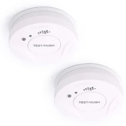 Wiltec 2x Rauchmelder Set mit fest verbauter Batterie 3 V, 10 Jahre wartungsfrei, Feuermelder mit HUSH-Funktion, zuverlässiger Brandschutzmelder 85 dB, effektiver Brandschutz