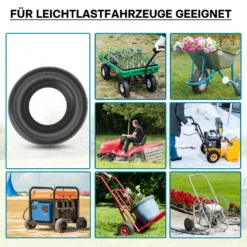 Wiltec 4x Reifenmantel 3.50-8 350 x 100 mm, 130 kg für Schubkarrenreifen, Schubkarre Rad Reifen, Mantel Luftrad