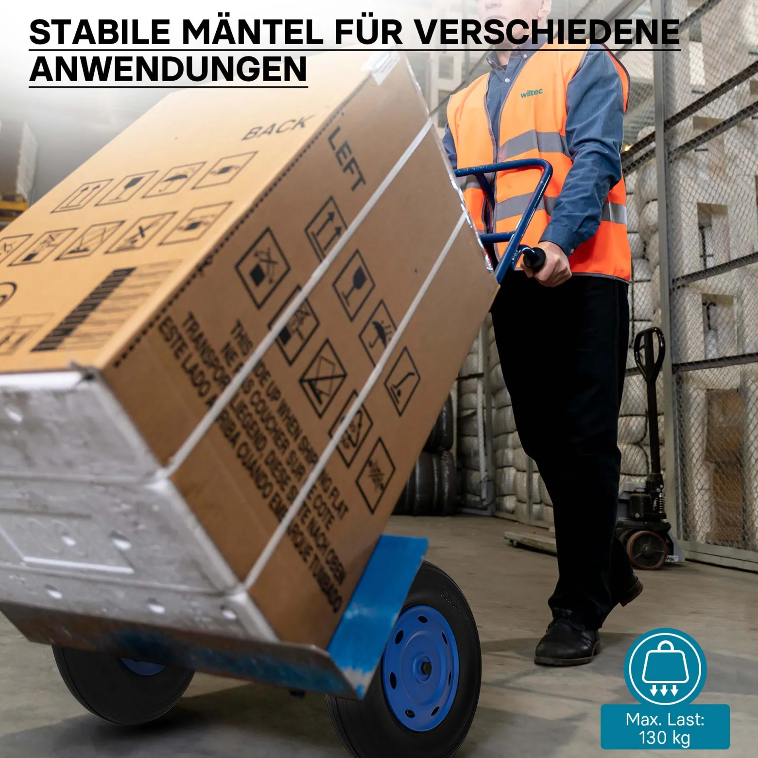 Wiltec 4x Reifenmantel 3.50-8 350 x 100 mm, 130 kg für Schubkarrenreifen, Schubkarre Rad Reifen, Mantel Luftrad