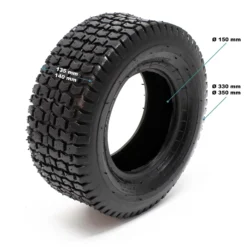 Wiltec 2x Reifenmantel 2x Schlauch für Aufsitzmäher/Rasentraktor 15x6.00-6 4PR Gerades Ventil