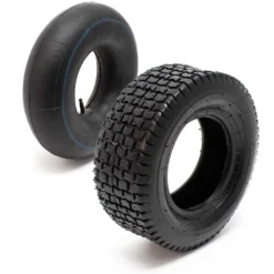 Wiltec 2x Reifenmantel 2x Schlauch für Aufsitzmäher/Rasentraktor 15x6.00-6 4PR Gerades Ventil