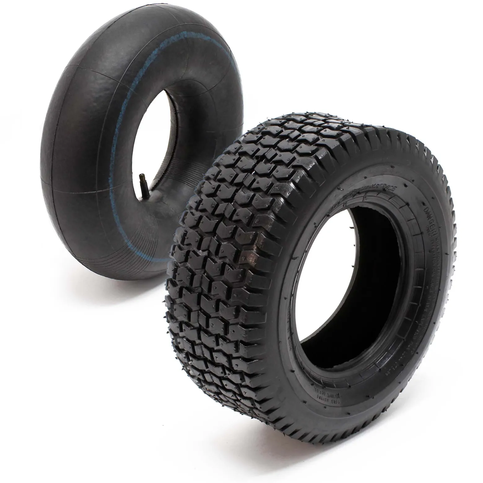 Wiltec 2x Reifenmantel 2x Schlauch für Aufsitzmäher/Rasentraktor 15x6.00-6 4PR Gerades Ventil