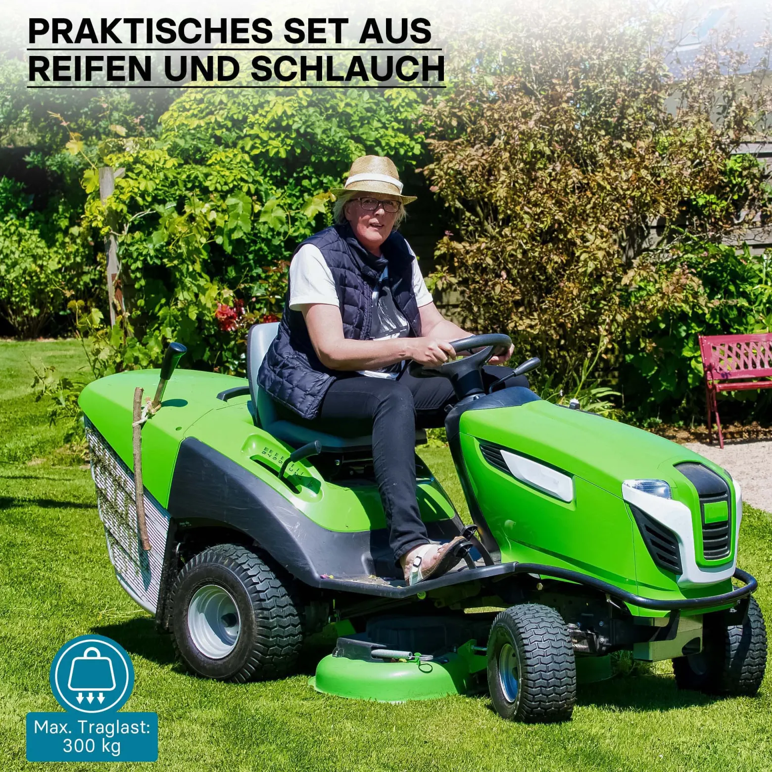 Wiltec 2x Reifenmantel 2x Schlauch für Aufsitzmäher/Rasentraktor 16x6.50-8 4PR Winkelventil