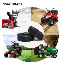 Wiltec 2x Reifenmantel 2x Schlauch für Aufsitzmäher/Rasentraktor 16x6.50-8 4PR Winkelventil