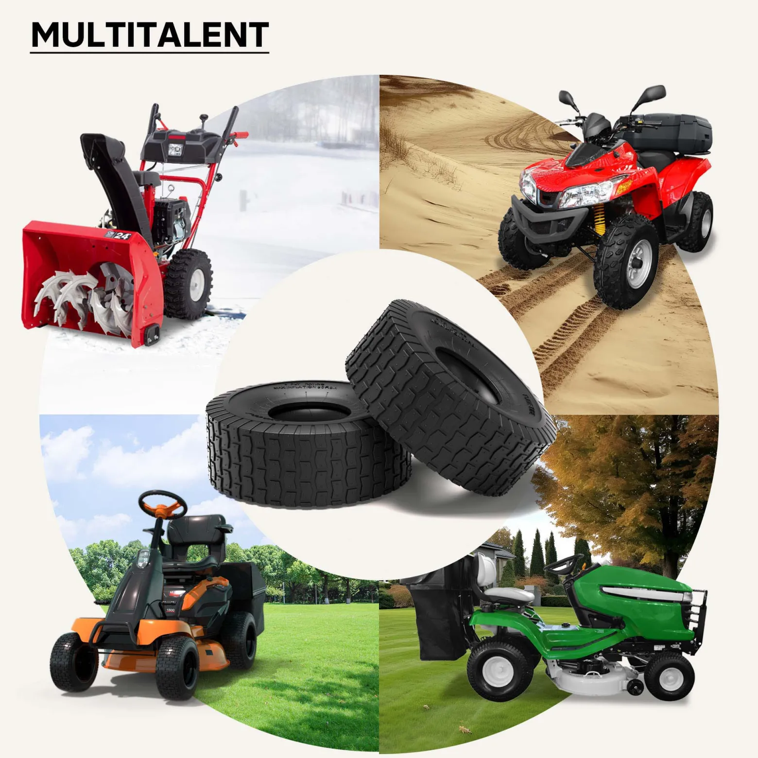 Wiltec 2x Reifenmantel 2x Schlauch für Aufsitzmäher/Rasentraktor 15x6.00-6 4PR Winkelventil