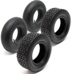 Wiltec 2x Reifenmantel 2x Schlauch Aufsitzmäher/Rasentraktor 16x6.50-8 4PR Gerades Ventil