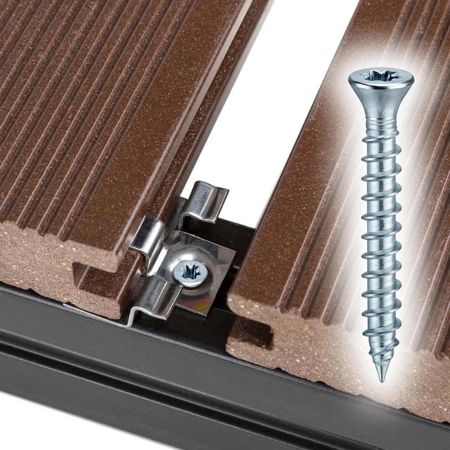 Wiltec 60x Schrauben 3,5 x 20 mm Sechsrund T15 Selbstschneidend Senkkopf – Edelstahl – für alle Schraubarbeiten, z. B. Terrassendielen und Montageclips