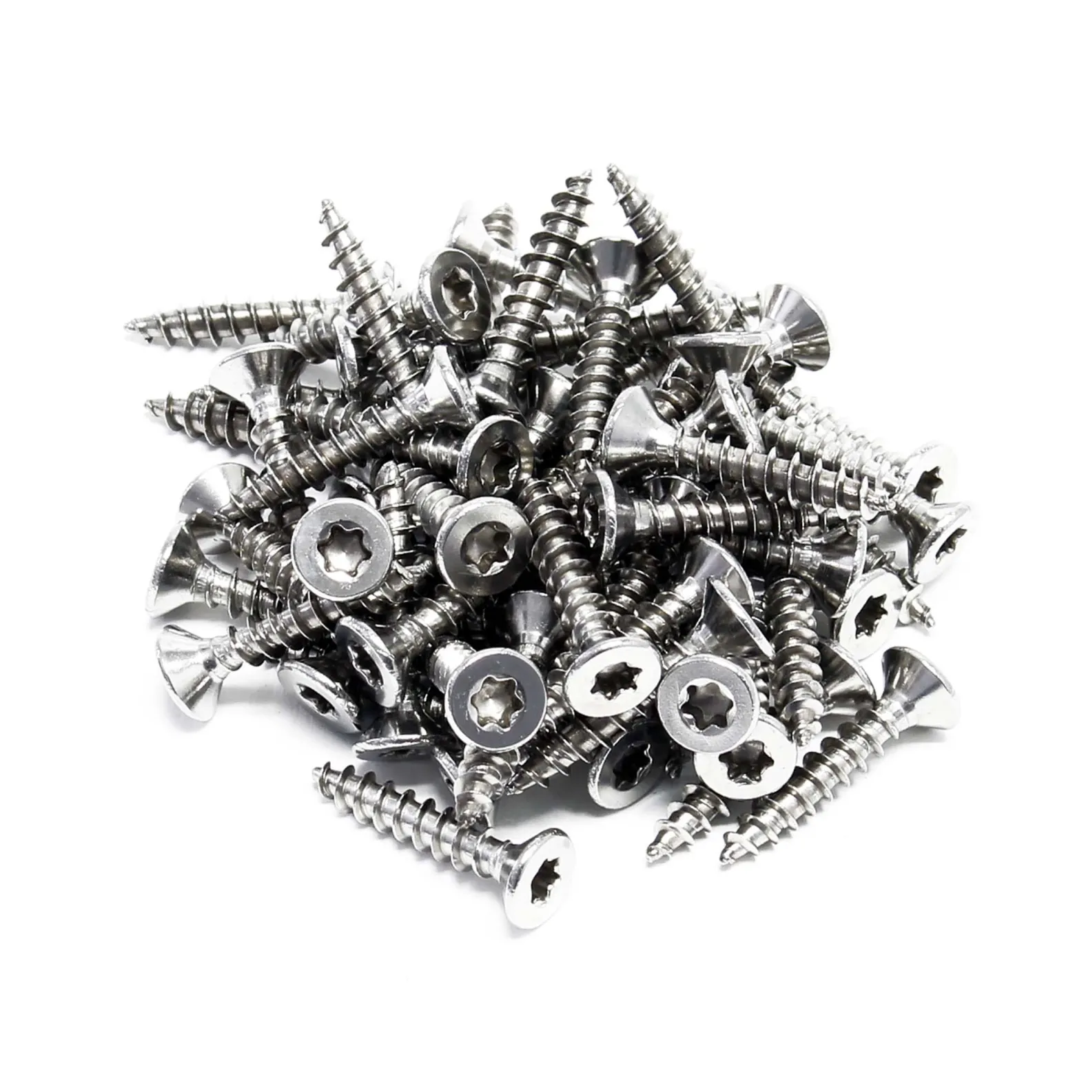 Wiltec 60x Schrauben 3,5 x 20 mm Sechsrund T15 Selbstschneidend Senkkopf – Edelstahl – für alle Schraubarbeiten, z. B. Terrassendielen und Montageclips