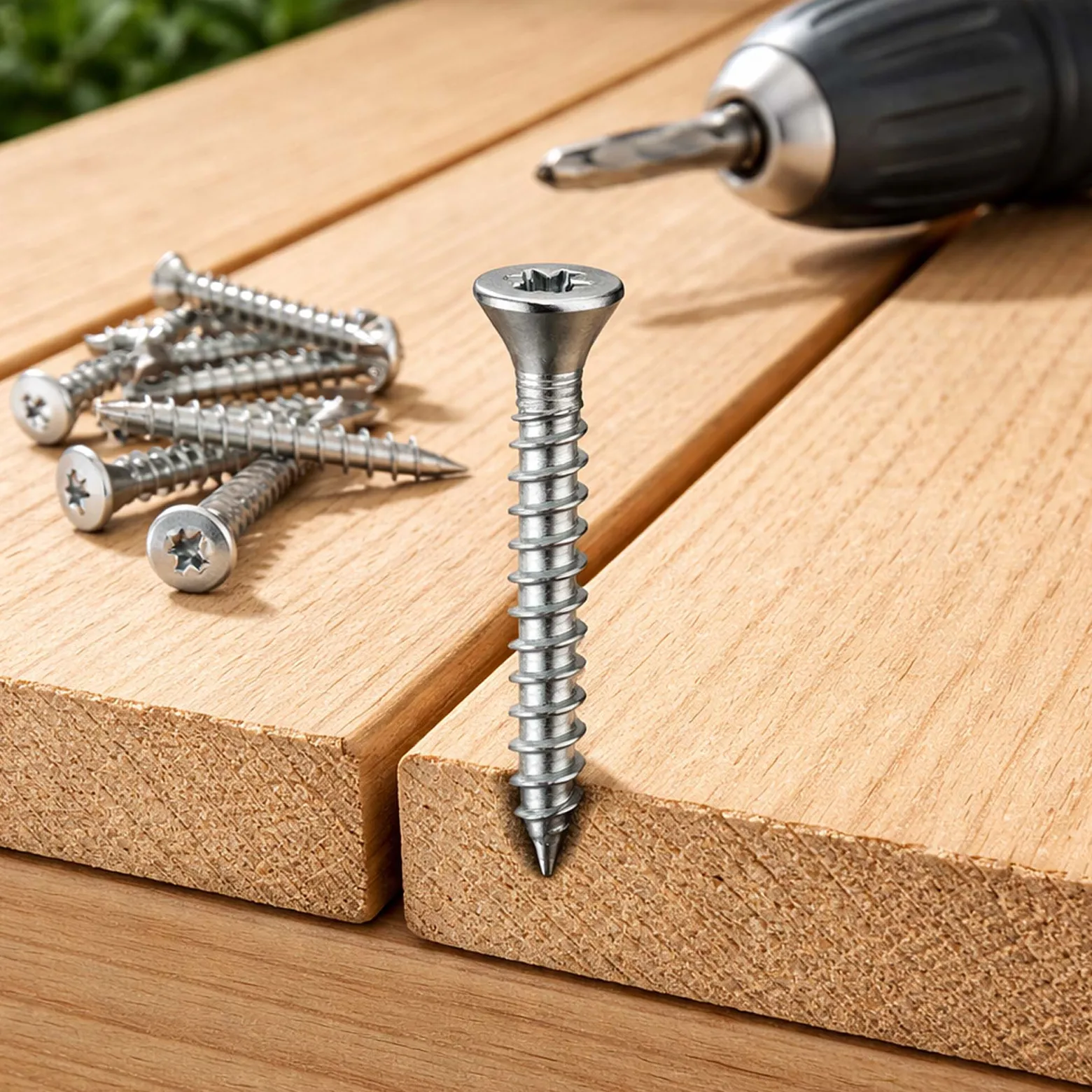 Wiltec 60x Schrauben 3,5 x 20 mm Sechsrund T15 Selbstschneidend Senkkopf – Edelstahl – für alle Schraubarbeiten, z. B. Terrassendielen und Montageclips