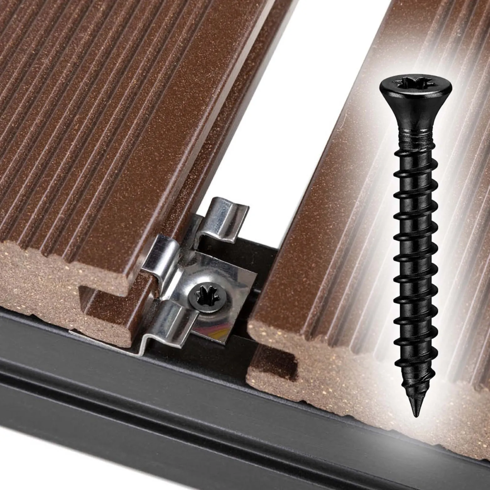 Wiltec 60x Schrauben 3,5 x 20 mm Sechsrund T15 Selbstschneidend Senkkopf – in Schwarz – für alle Schraubarbeiten, z. B. Terrassendielen und Montageclips