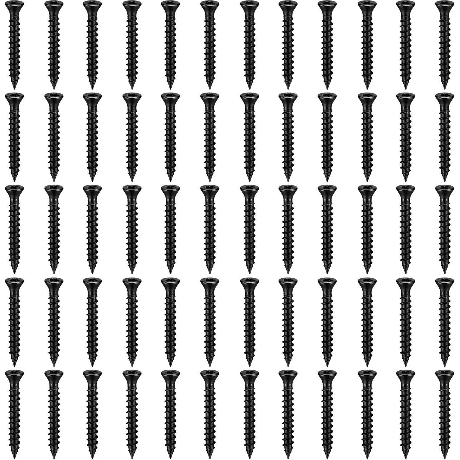 Wiltec 60x Schrauben 3,5 x 20 mm Sechsrund T15 Selbstschneidend Senkkopf – in Schwarz – für alle Schraubarbeiten, z. B. Terrassendielen und Montageclips