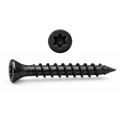 Wiltec 60x Schrauben 3,5 x 20 mm Sechsrund T15 Selbstschneidend Senkkopf – in Schwarz – für alle Schraubarbeiten, z. B. Terrassendielen und Montageclips