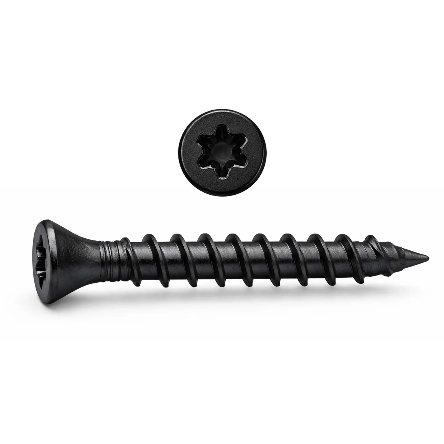 Wiltec 60x Schrauben 3,5 x 20 mm Sechsrund T15 Selbstschneidend Senkkopf – in Schwarz – für alle Schraubarbeiten, z. B. Terrassendielen und Montageclips