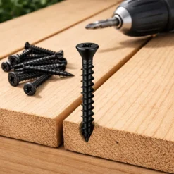 Wiltec 60x Schrauben 3,5 x 20 mm Sechsrund T15 Selbstschneidend Senkkopf – in Schwarz – für alle Schraubarbeiten, z. B. Terrassendielen und Montageclips