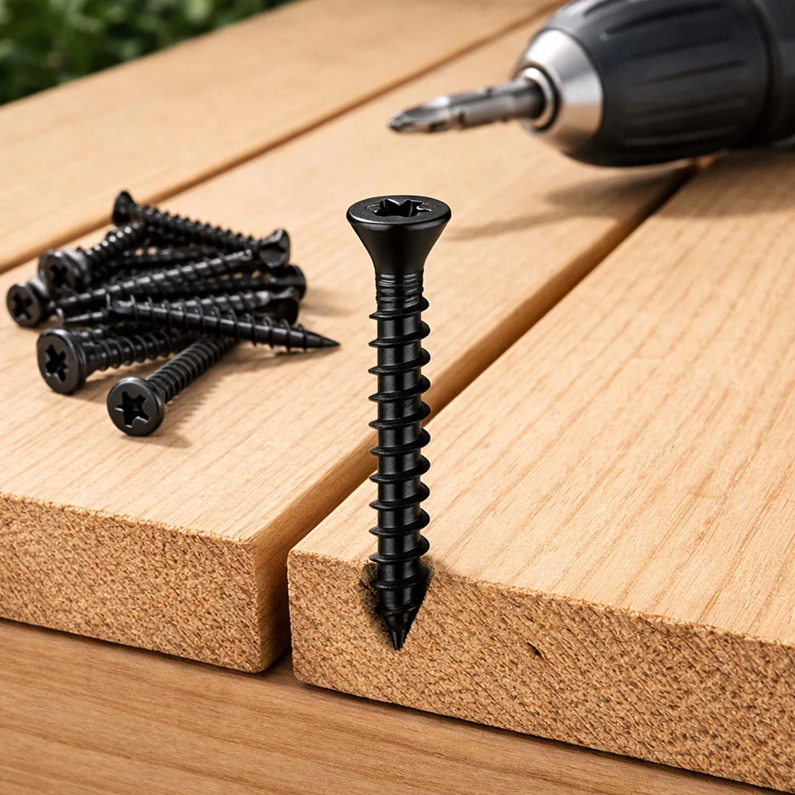 Wiltec 60x Schrauben 3,5 x 20 mm Sechsrund T15 Selbstschneidend Senkkopf – in Schwarz – für alle Schraubarbeiten, z. B. Terrassendielen und Montageclips