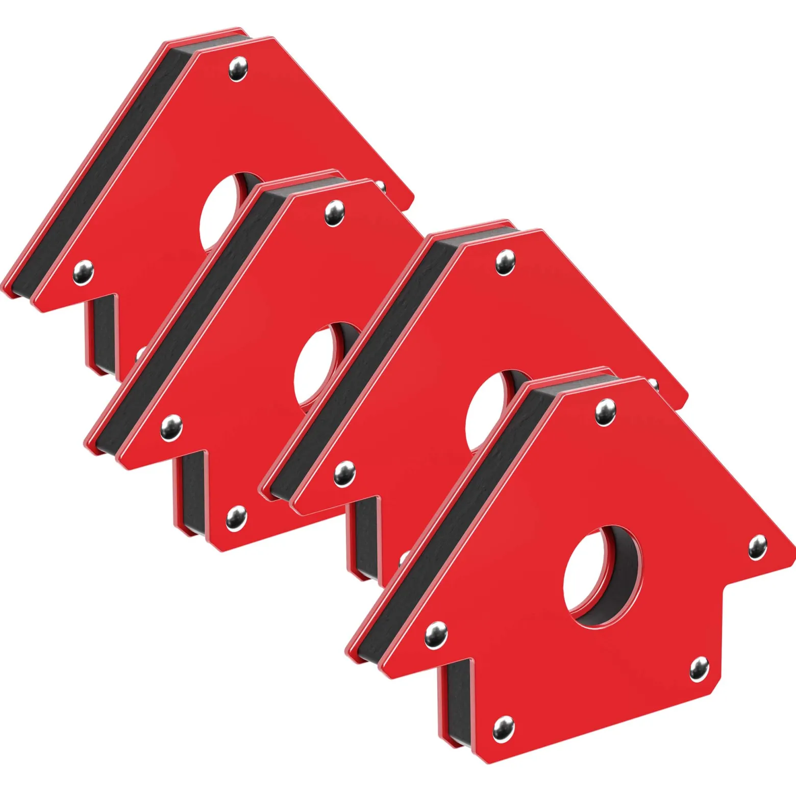 Wiltec 4x Schweißmagnet 11 kg Haftkraft, 120 x 80 x 15 mm Schweißwinkel mit 45°, 90° und 135°, Schweißzubehör Magnetwinkel hält Werkstücke zusammen