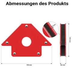 Wiltec 2x Schweißmagnet mit 11 kg Haftkraft, 120 x 80 x 15 mm Schweißwinkel mit 45°, 90° & 135°, Schweißzubehör Magnetwinkel hält Werkstücke zusammen