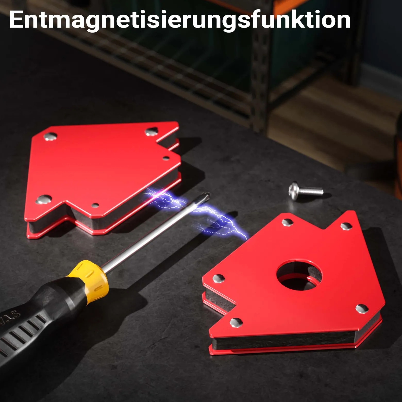 Wiltec 2x Schweißmagnet mit 11 kg Haftkraft, 120 x 80 x 15 mm Schweißwinkel mit 45°, 90° & 135°, Schweißzubehör Magnetwinkel hält Werkstücke zusammen