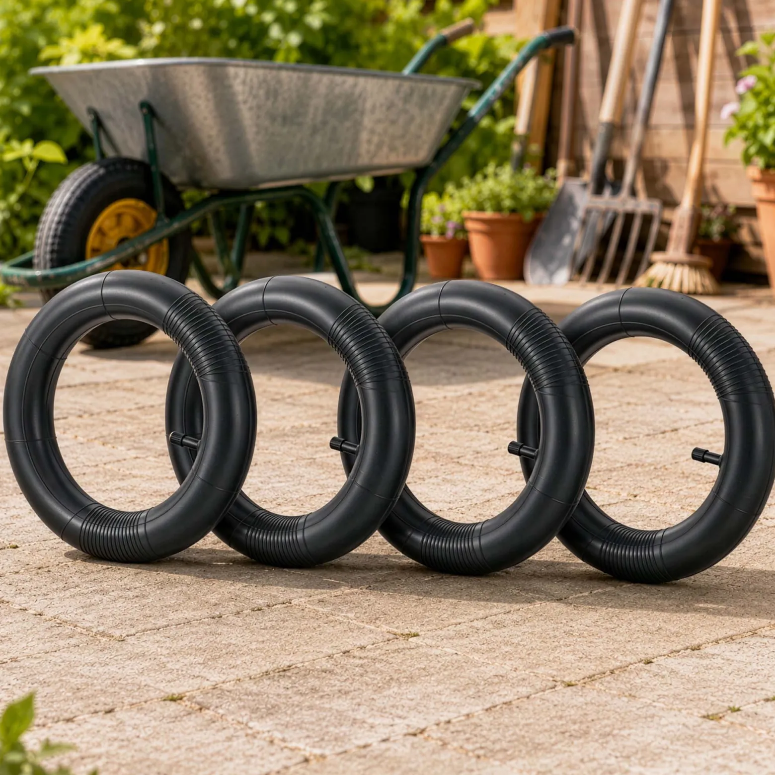 Wiltec 4x Standard Schlauch für Reifen Größe 4.00-8, bis 160 kg Traglast, mit geradem Ventil TR13 für Schubkarren, Sackkarren und E-Scooter