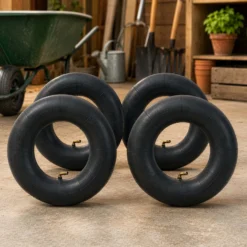 Wiltec 4x Standard Schlauch für Reifen Größe 3.00/3.50-4, bis 100 kg Traglast, mit abgewinkeltem Ventil TR87 für Schubkarren, Sackkarren und E-Scooter