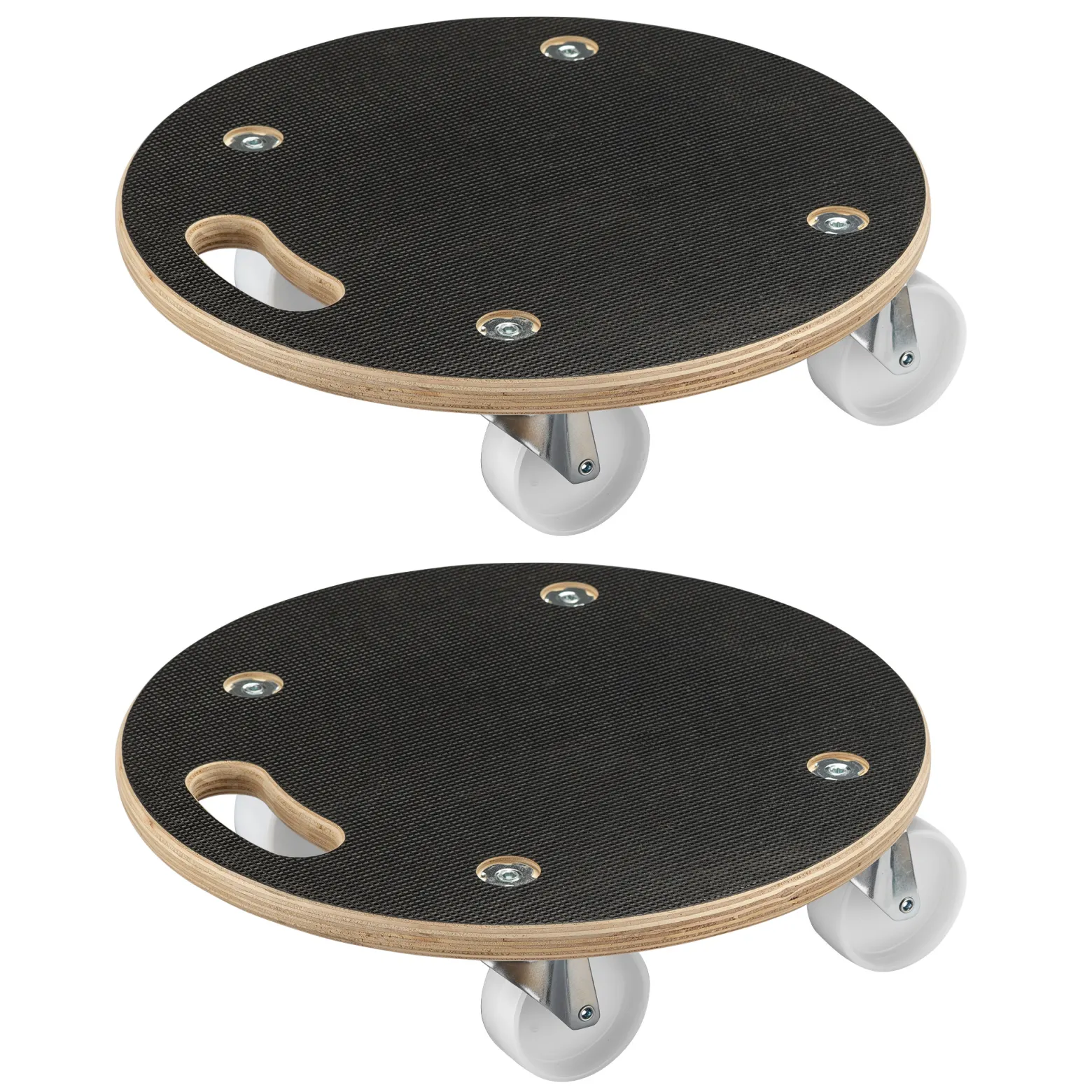 Wiltec 2x Transportroller 380 x 110 mm rund 250 kg Traglast je Möbelroller, Rollbrett aus Holz mit 4 Lenkrollen