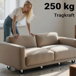 Wiltec 2x Transportroller 380 x 380 x 119 mm mit 250 kg Traglast je Möbelroller, Rollbrett aus Holz mit 4 Lenkrollen