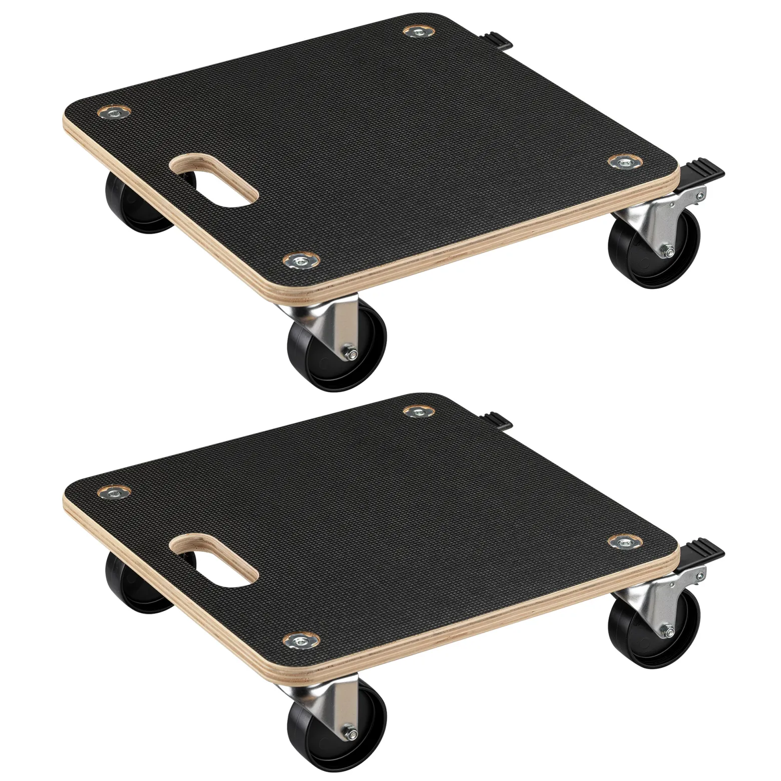 Wiltec 2x Transportroller 380 x 380 x 119 mm mit 250 kg Traglast je Möbelroller, Rollbrett aus Holz mit 4 Lenkrollen