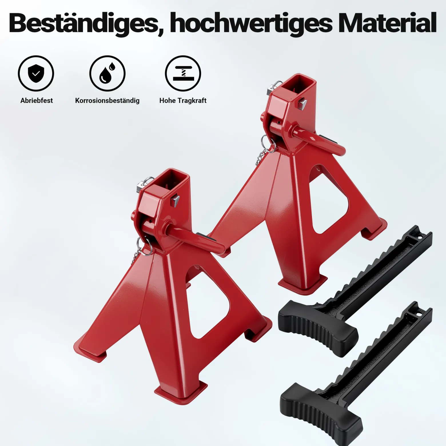 Wiltec 2 x Unterstellbock höhenverstellbar je 6 t Tragkraft, Stützböcke Hubhöhe 39-60,3 cm, Autobock mit Gummischutz, KFZ Bock mit Sicherungssplint